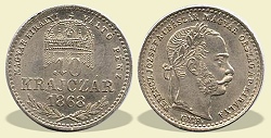 1868-as 10 krajczár GYF (Gyulafehérvár) Magyar Királyi Váltó Pénz  - (1868 10 krajczar)