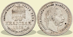 1868-as 10 krajczár KB (Körmöcbánya) Magyar Királyi Váltó Pénz  - (1868 10 krajczar)