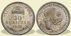 1868-as 10 krajczár KB (Körmöcbánya) Váltó Pénz - (1868 10 krajczar)