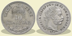 1870-es 10 krajczár GYF (Gyulafehérvár) Váltó Pénz - (1870 10 krajczar)
