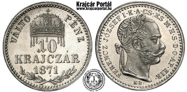 1871-es 10 krajczr KB (Krmcbnya) Vlt Pnz - (1871 10 krajczar)