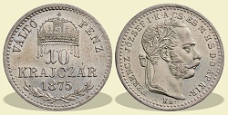 1875-ös 10 krajczár KB (Körmöcbánya) Váltó Pénz - (1875 10 krajczar)