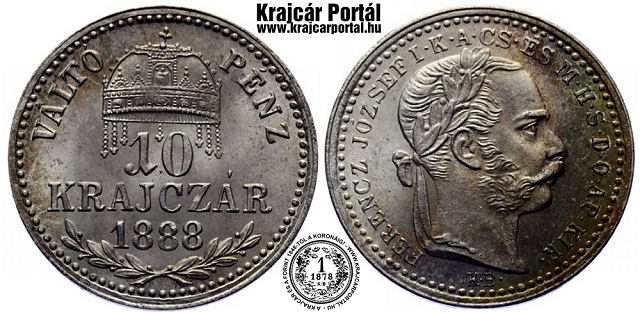 1888-as 10 krajczr KB (Krmcbnya) Vlt Pnz - (1888 10 krajczar)
