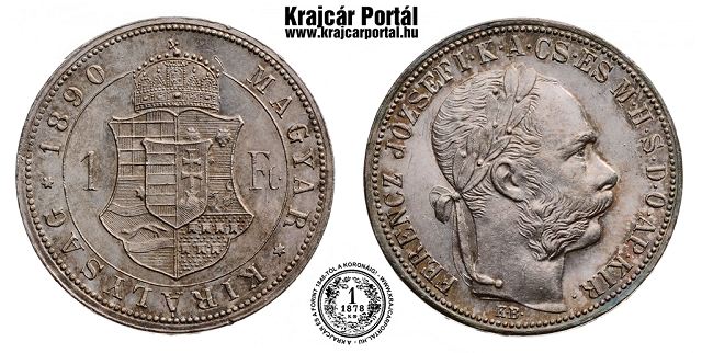 1890-es 1 forint barokk cmer - (1890 1 forint barokk cmer)