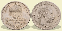 1868-as 20 krajczár GYF (Gyulafehérvár) Váltó Pénz - (1868 20 krajczar)
