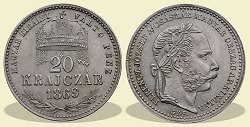 1869-es 20 krajczár GYF (Gyulafehérvár) Magyar Királyi Váltó Pénz  - (1869 20 krajczar)