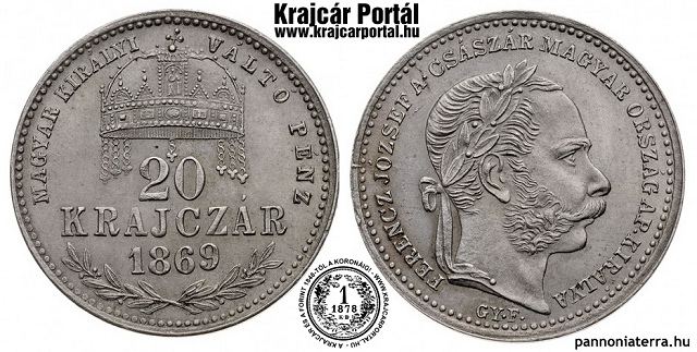 1869-es 20 krajczr GYF (Gyulafehrvr) Magyar Kirlyi Vlt Pnz  - (1869 20 krajczar)