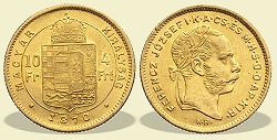 1870-es 4 forint / 10 Frank KB (Krmcbnya) - (1870 4 forint / 10 Frank)