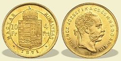 1871-es 4 forint / 10 Frank KB (Krmcbnya) - (1871 4 forint / 10 Frank)