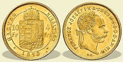 1873-as 4 forint / 10 Frank KB (Krmcbnya) - (1873 4 forint / 10 Frank)