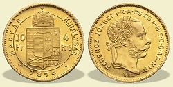 1874-es 4 forint / 10 Frank KB (Krmcbnya) - (1874 4 forint / 10 Frank)