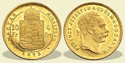 1875-s 4 forint / 10 Frank KB (Krmcbnya) - (1875 4 forint / 10 Frank)