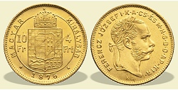 1876-os 4 forint / 10 Frank KB (Krmcbnya) - (1876 4 forint / 10 Frank)