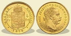 1878-as 4 forint / 10 Frank KB (Krmcbnya) - (1878 4 forint / 10 Frank)