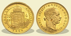1884-es 4 forint / 10 Frank KB (Krmcbnya) - (1884 4 forint / 10 Frank)