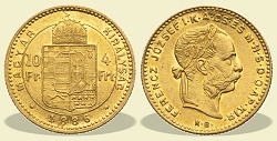 1886-os 4 forint / 10 Frank KB (Krmcbnya) - (1886 4 forint / 10 Frank)