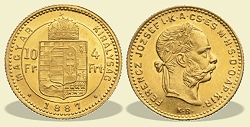 1887-es 4 forint / 10 Frank KB (Krmcbnya) - (1887 4 forint / 10 Frank)