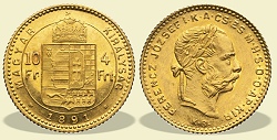 1891-es 4 forint / 10 Frank KB (Krmcbnya) - (1891 4 forint / 10 Frank)