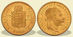 1870-es 8 forint / 20 Frank KB (Krmcbnya) - (1870 8 forint / 20 Frank)