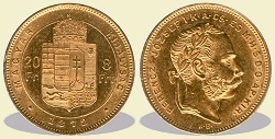 1872-es 8 forint / 20 Frank KB (Krmcbnya) - (1872 8 forint / 20 Frank)