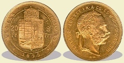 1873-as 8 forint / 20 Frank KB (Krmcbnya) - (1873 8 forint / 20 Frank)