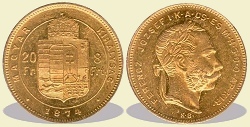 1874-es 8 forint / 20 Frank KB (Krmcbnya) - (1874 8 forint / 20 Frank)