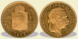 1875-s 8 forint / 20 Frank KB (Krmcbnya) - (1875 8 forint / 20 Frank)