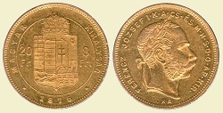1876-os 8 forint / 20 Frank KB (Krmcbnya) - (1876 8 forint / 20 Frank)