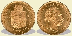 1879-es 8 forint / 20 Frank KB (Krmcbnya) - (1879 8 forint / 20 Frank)