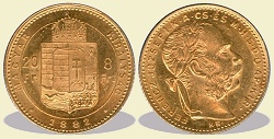 1882-es 8 forint / 20 Frank KB (Krmcbnya) - (1882 8 forint / 20 Frank)