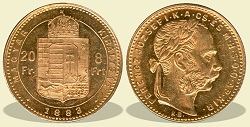 1883-as 8 forint / 20 Frank KB (Krmcbnya) - (1883 8 forint / 20 Frank)