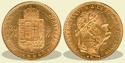 1886-os 8 forint / 20 Frank KB (Krmcbnya) - (1886 8 forint / 20 Frank)