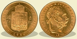 1888-as 8 forint / 20 Frank KB (Krmcbnya) - (1888 8 forint / 20 Frank)
