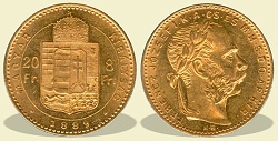 1889-es 8 forint / 20 Frank KB (Krmcbnya) - (1889 8 forint / 20 Frank)