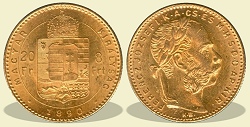 1890-es 8 forint / 20 Frank KB (Krmcbnya) - (1890 8 forint / 20 Frank)