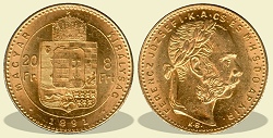 1891-es 8 forint / 20 Frank KB (Krmcbnya) - (1891 8 forint / 20 Frank)