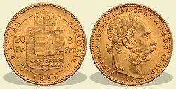 1892-es 8 forint / 20 Frank KB (Krmcbnya) - (1892 8 forint / 20 Frank)