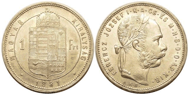 1881 1 forint (széles címer) animáció