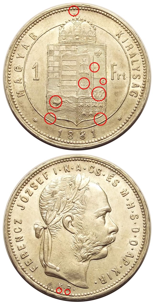 1881 1 forint (keskenyebb címer)