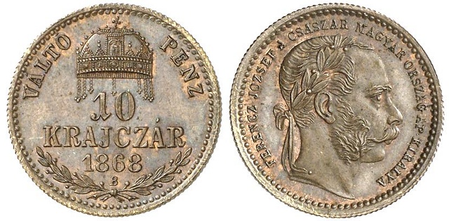 Rz "B" verdejel prbaveret 1868-as 10 krajcr - (1868 10 krajczrar)