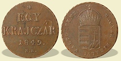 Verdehibs lapkahibs, anyagtbbletes 1849-es 1 krajcr - (1849 1 krajczar)