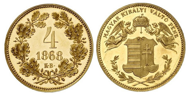 Arany veret 1868-as 4 krajcr - (1868 4 krajczrar)