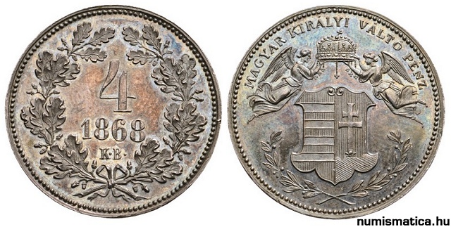 Ezst veret 1868-as 4 krajcr - (1868 4 krajczrar)